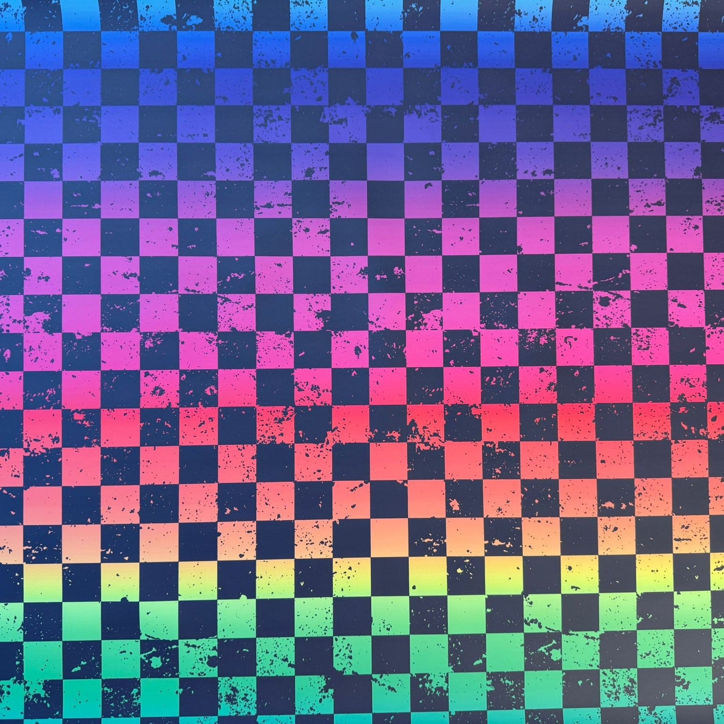 0,5m Kunstleder nachtleuchtend Rainbow Schachbrett