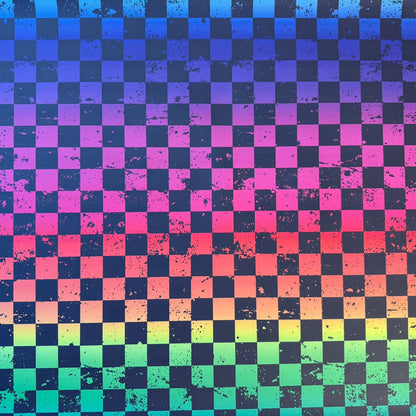 0,5m Kunstleder nachtleuchtend Rainbow Schachbrett