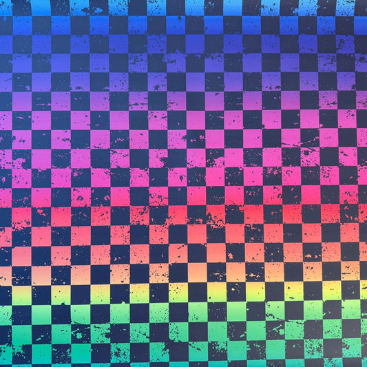 0,5m Kunstleder nachtleuchtend Rainbow Schachbrett