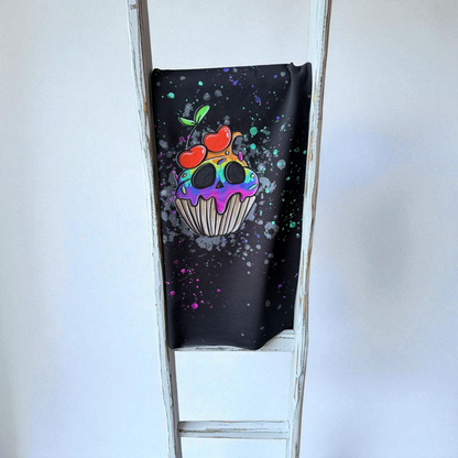 0,75 cm Bio French Terry Panel Skully Cupcake Tintenrebell