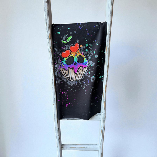 0,75 cm Bio French Terry Panel Skully Cupcake Tintenrebell