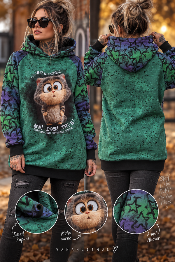 SelbstNäh-SchnäppchenGlück xte Hoodie uno dos tres Größe 34 bis 58