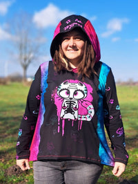 0,75 m Jersey Panel Skull cat Tintenrebell