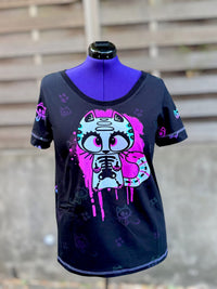 0,75 m Jersey Panel Skull cat Tintenrebell