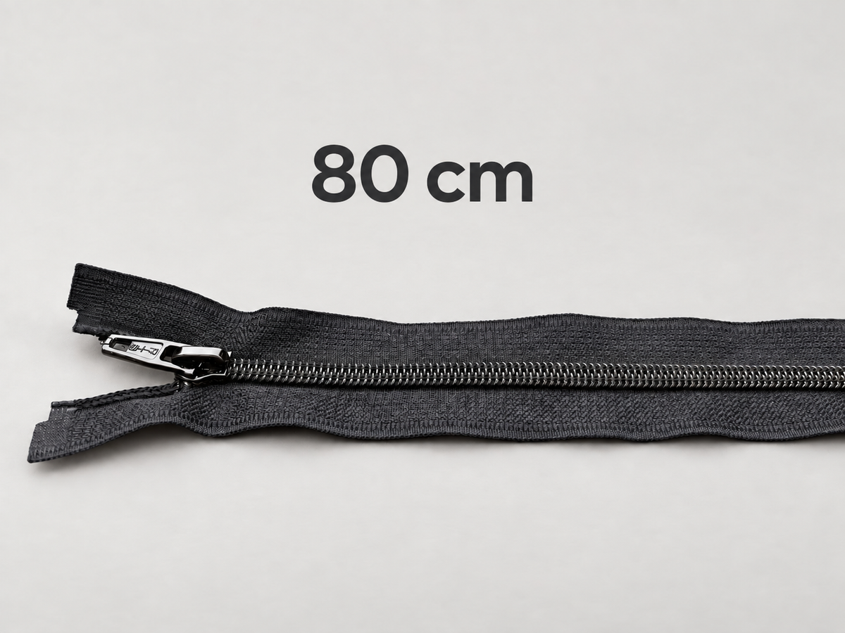 Teilbarer Reißverschluss schwarz  80 cm