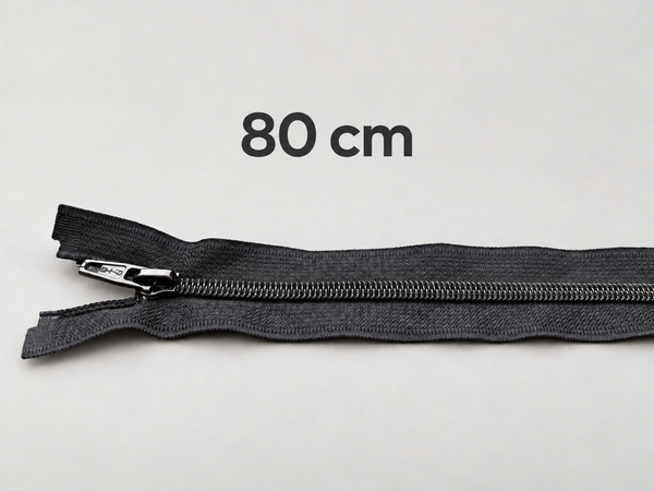 Teilbarer Reißverschluss schwarz  80 cm