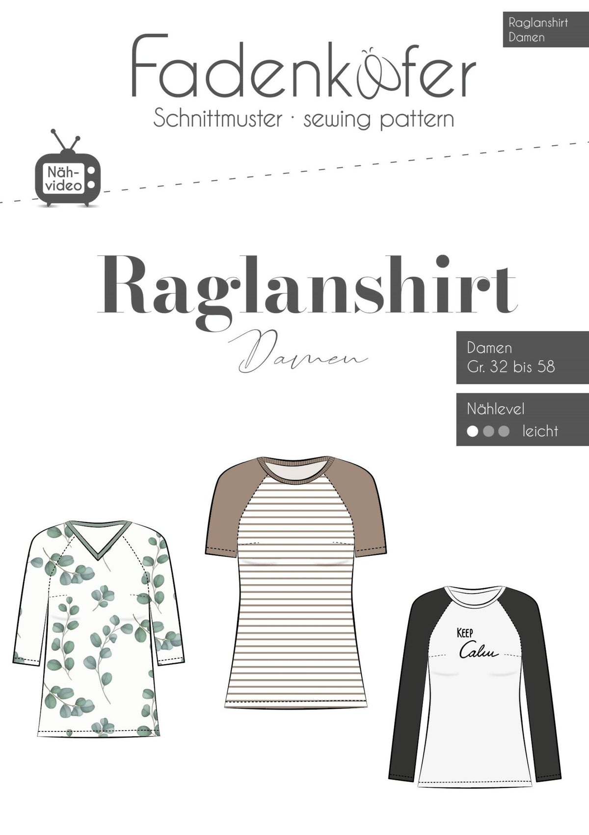 Papierschnittmuster Raglanshirt Damen Fadenkäfer