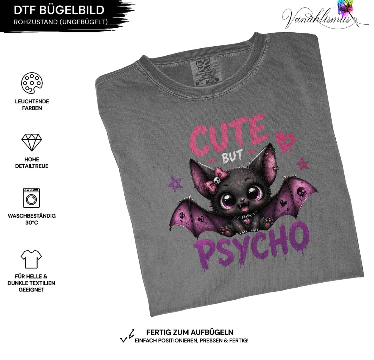 Bügelbild cute but Psycho