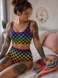 SelbstNäh-SchnäppchenGlück Wäschebasics Schachbrett Rainbow