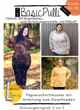 Papierschnittmuster 34 bis 56 Basic Pulli Lotte und Ludwig