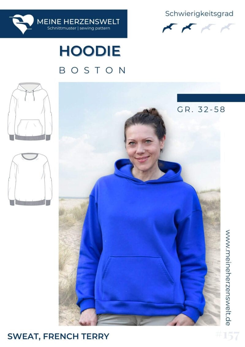 Papierschnittmuster Hoodie Boston Damen