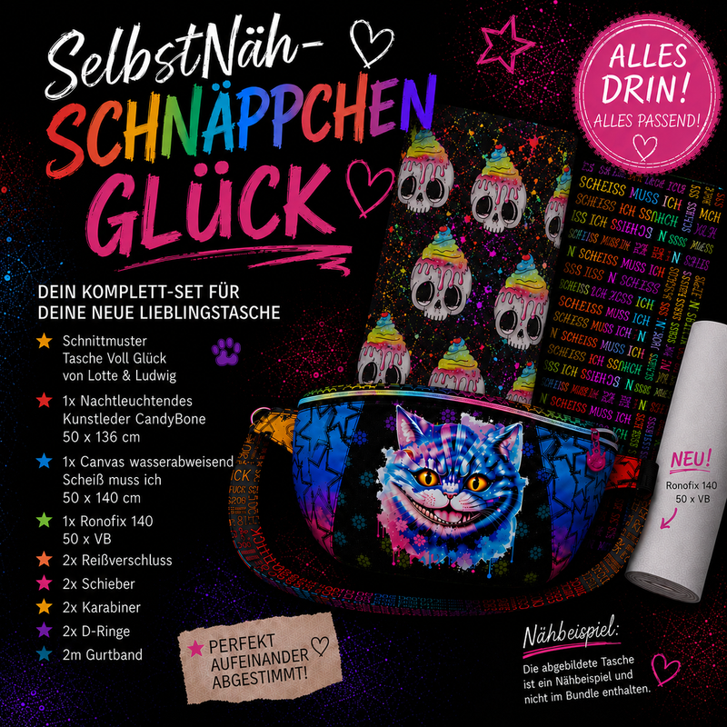 SelbstNäh-SchnäppchenGlück Tasche voll Glück Candy Bone nachtleuchtend