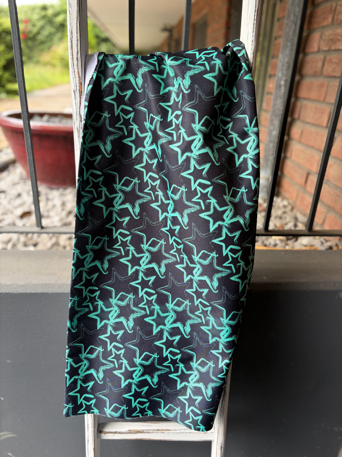 0,5m Grungestars mint dunkel wasserabweisender Canvas