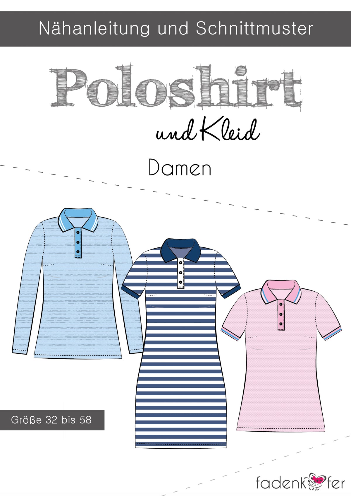 Papierschnittmuster Poloshirt Fadenkäfer 32 bis 58