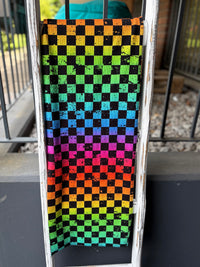 0,5m Bündchen "Schachbrett rainbow"