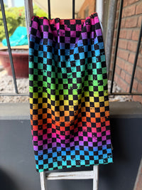 0,5m  Sommersweat Schachbrett Rainbow Meterware