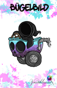 Bügelbild Skulldriver türkis