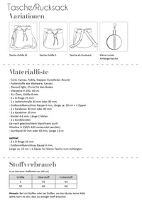 Papierschnittmuster Tasche/Rucksack Fadenkäfer