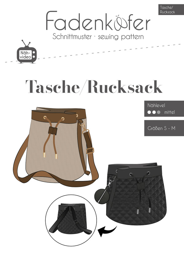 Papierschnittmuster Tasche/Rucksack Fadenkäfer