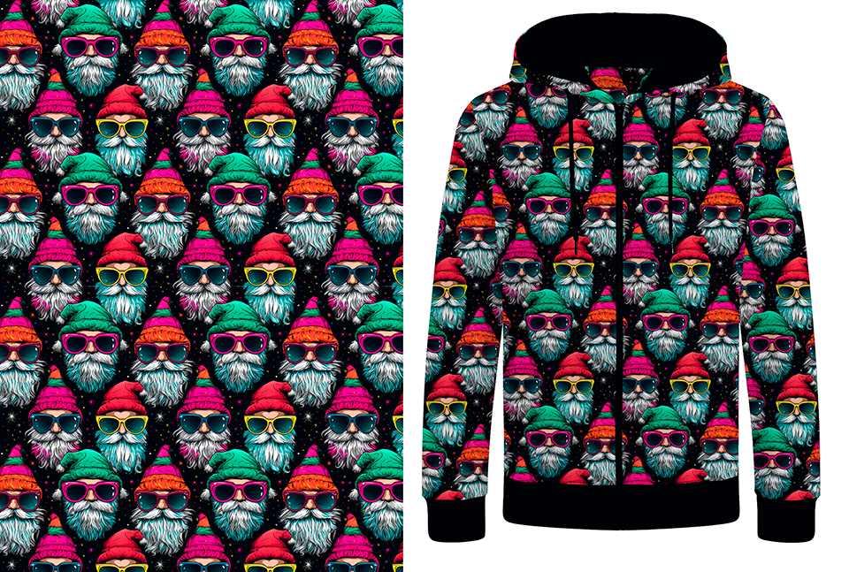 0,5m Bio Kuschelsweat  "Psycho Xmas Beards"