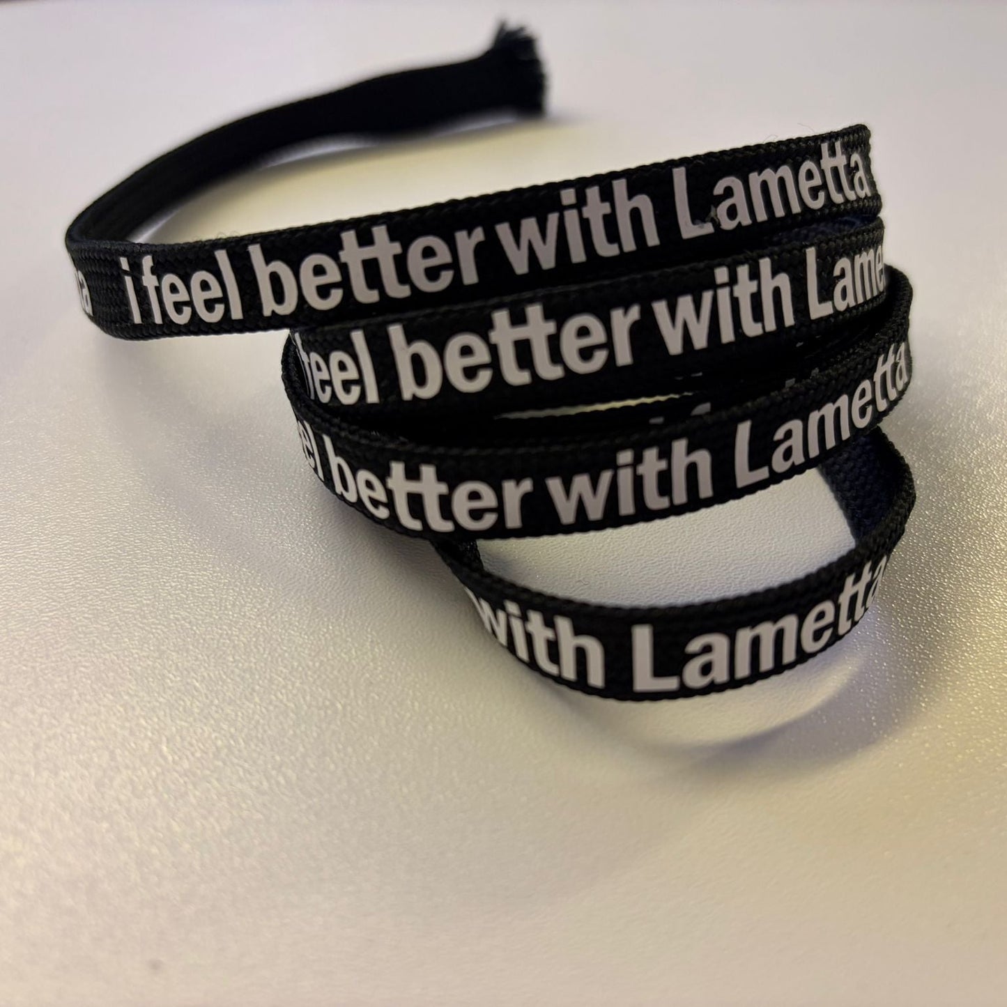 Flachkordel 1m "i feel better with Lametta" schwarz