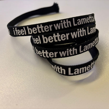 Flachkordel 1m "i feel better with Lametta" schwarz