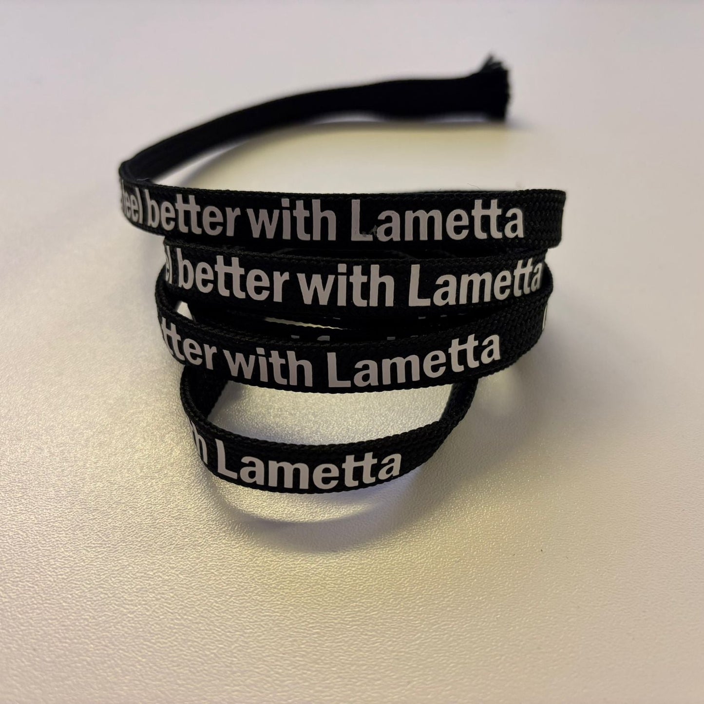 Flachkordel 1m "i feel better with Lametta" schwarz