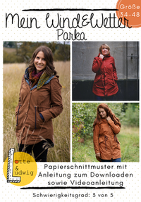 Papierschnittmuster Wind und Wetter Parka 34 bis 48 Lotte und Ludwig