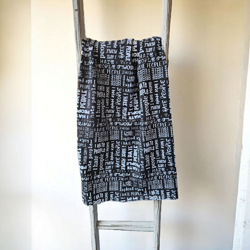 0,5m Sommersweat I hate People Allover Black and White