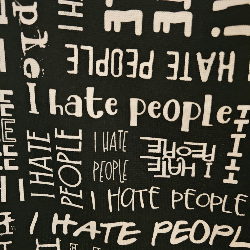 0,5m Baumwolle-Webware i hate people schwarz weiß