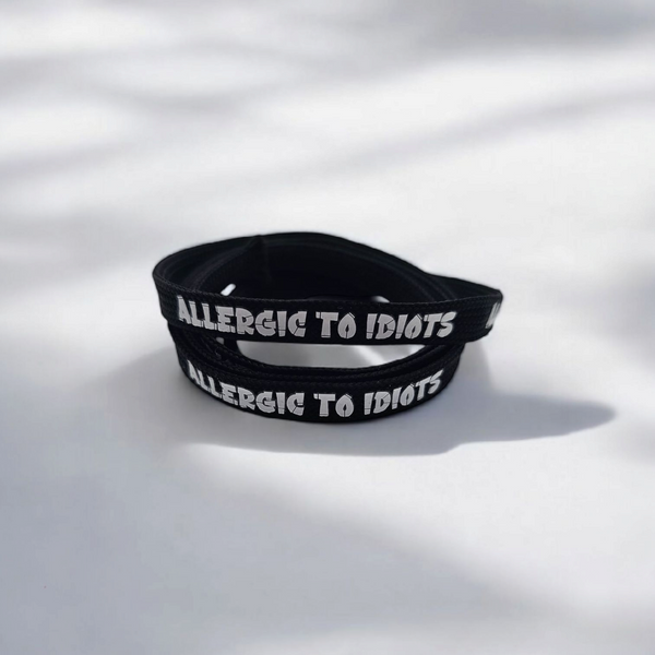 Flachkordel: 1m "allergic to Idiots"