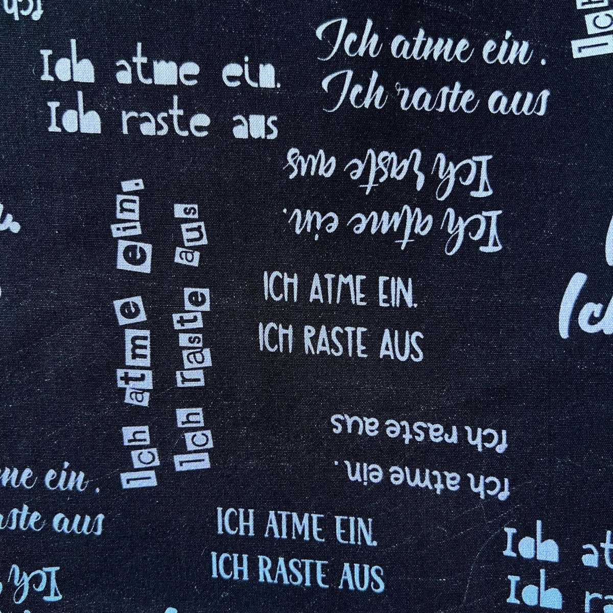 0,5m Baumwolle-Webware ich atme ein ich raste aus lila türkis pastell