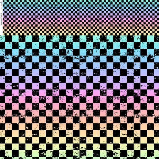 Schachbrettmuster pastell rainbow Bio-Bambus Jersey Meterware